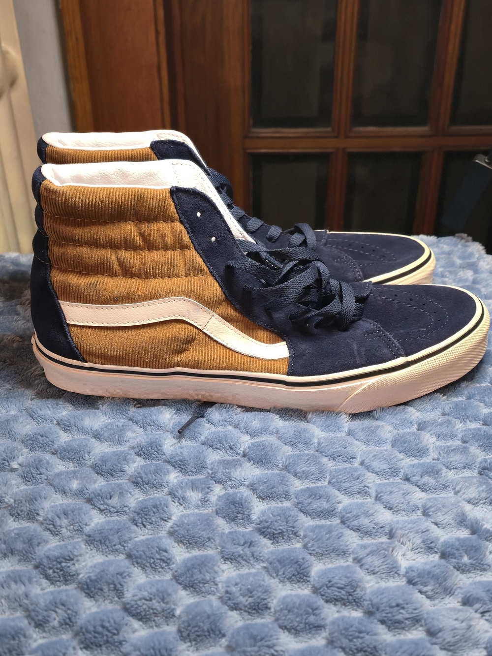 Vans Sk8-Hi Navy and Mustard Corduroy High-Top Sneakers